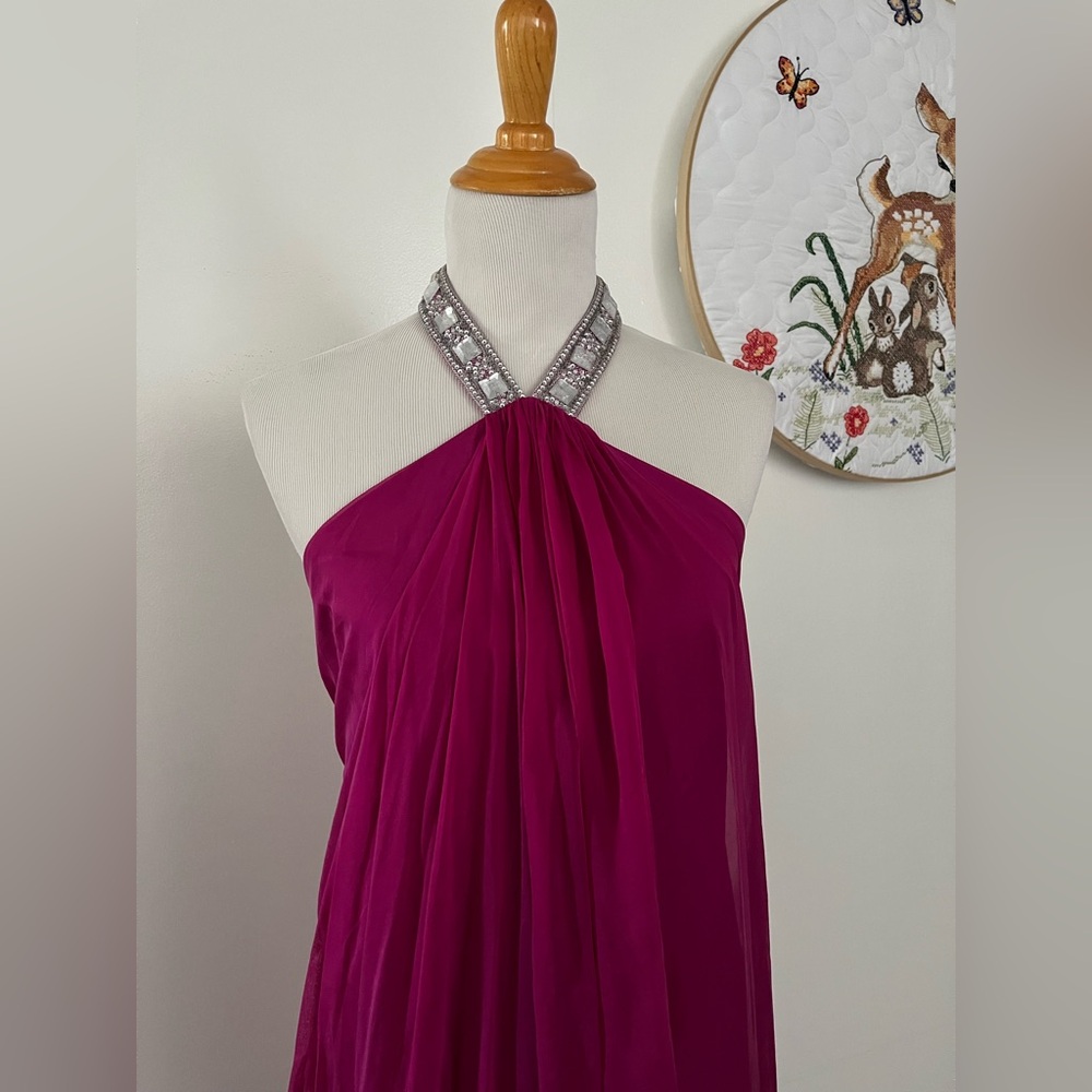 Badgley Mischka Silk Halter Maxi Dress - Picture 3 of 10